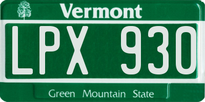 VT license plate LPX930