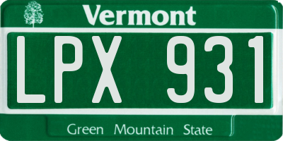 VT license plate LPX931