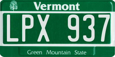 VT license plate LPX937