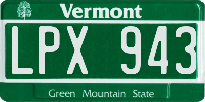 VT license plate LPX943
