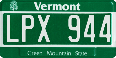 VT license plate LPX944