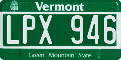 VT license plate LPX946