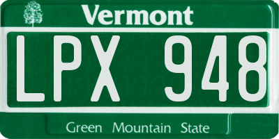VT license plate LPX948