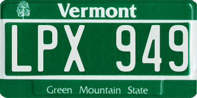 VT license plate LPX949