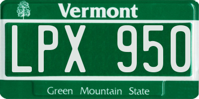 VT license plate LPX950