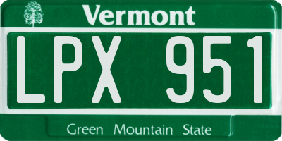 VT license plate LPX951