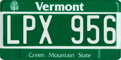 VT license plate LPX956
