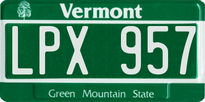 VT license plate LPX957