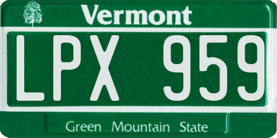 VT license plate LPX959