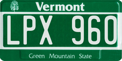 VT license plate LPX960