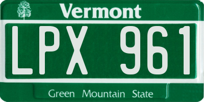 VT license plate LPX961