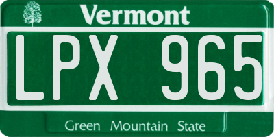 VT license plate LPX965