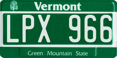 VT license plate LPX966