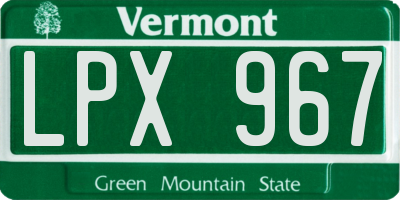 VT license plate LPX967