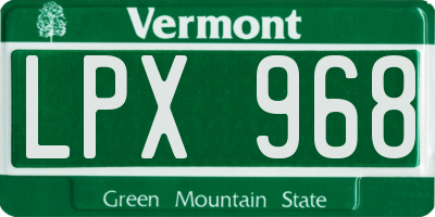 VT license plate LPX968