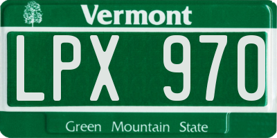 VT license plate LPX970