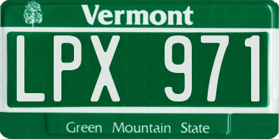 VT license plate LPX971