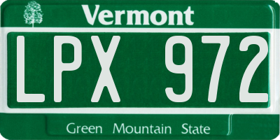 VT license plate LPX972