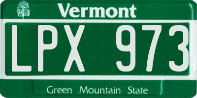 VT license plate LPX973