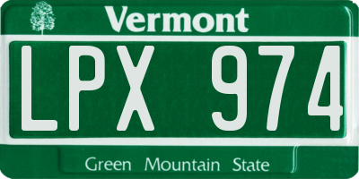 VT license plate LPX974