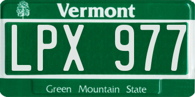 VT license plate LPX977