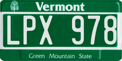 VT license plate LPX978