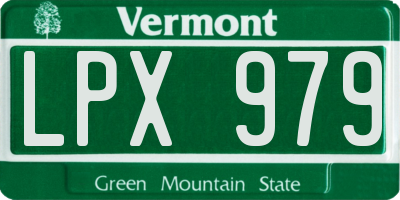 VT license plate LPX979
