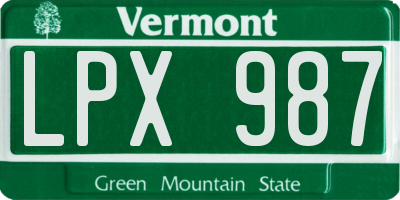 VT license plate LPX987