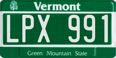 VT license plate LPX991