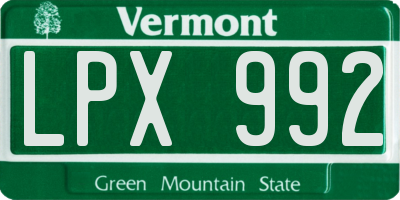 VT license plate LPX992