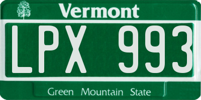 VT license plate LPX993