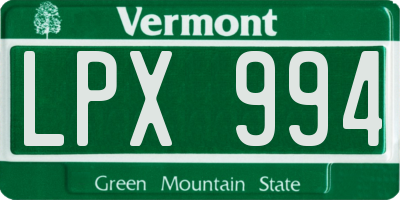 VT license plate LPX994