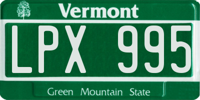 VT license plate LPX995
