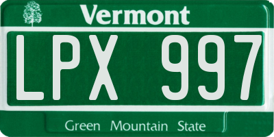 VT license plate LPX997