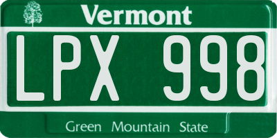 VT license plate LPX998