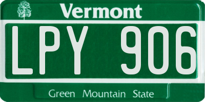VT license plate LPY906