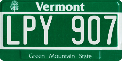 VT license plate LPY907