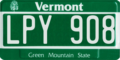 VT license plate LPY908