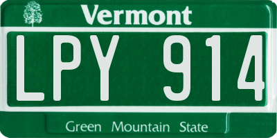 VT license plate LPY914