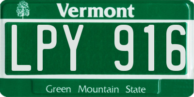 VT license plate LPY916