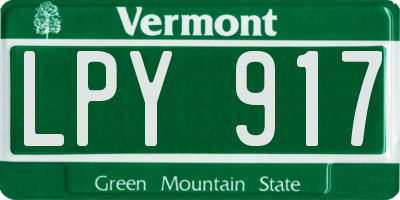 VT license plate LPY917