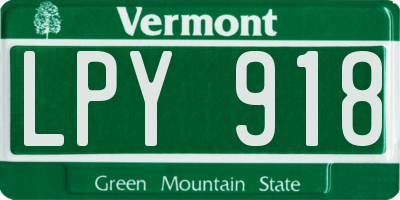 VT license plate LPY918