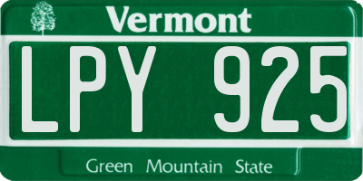 VT license plate LPY925
