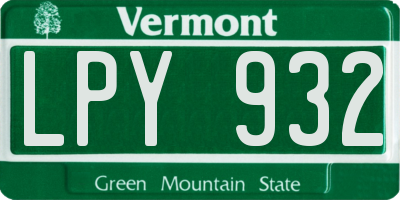 VT license plate LPY932