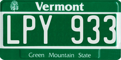 VT license plate LPY933