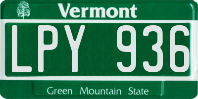 VT license plate LPY936