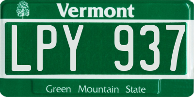 VT license plate LPY937