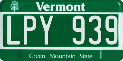 VT license plate LPY939