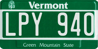 VT license plate LPY940