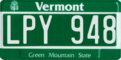 VT license plate LPY948